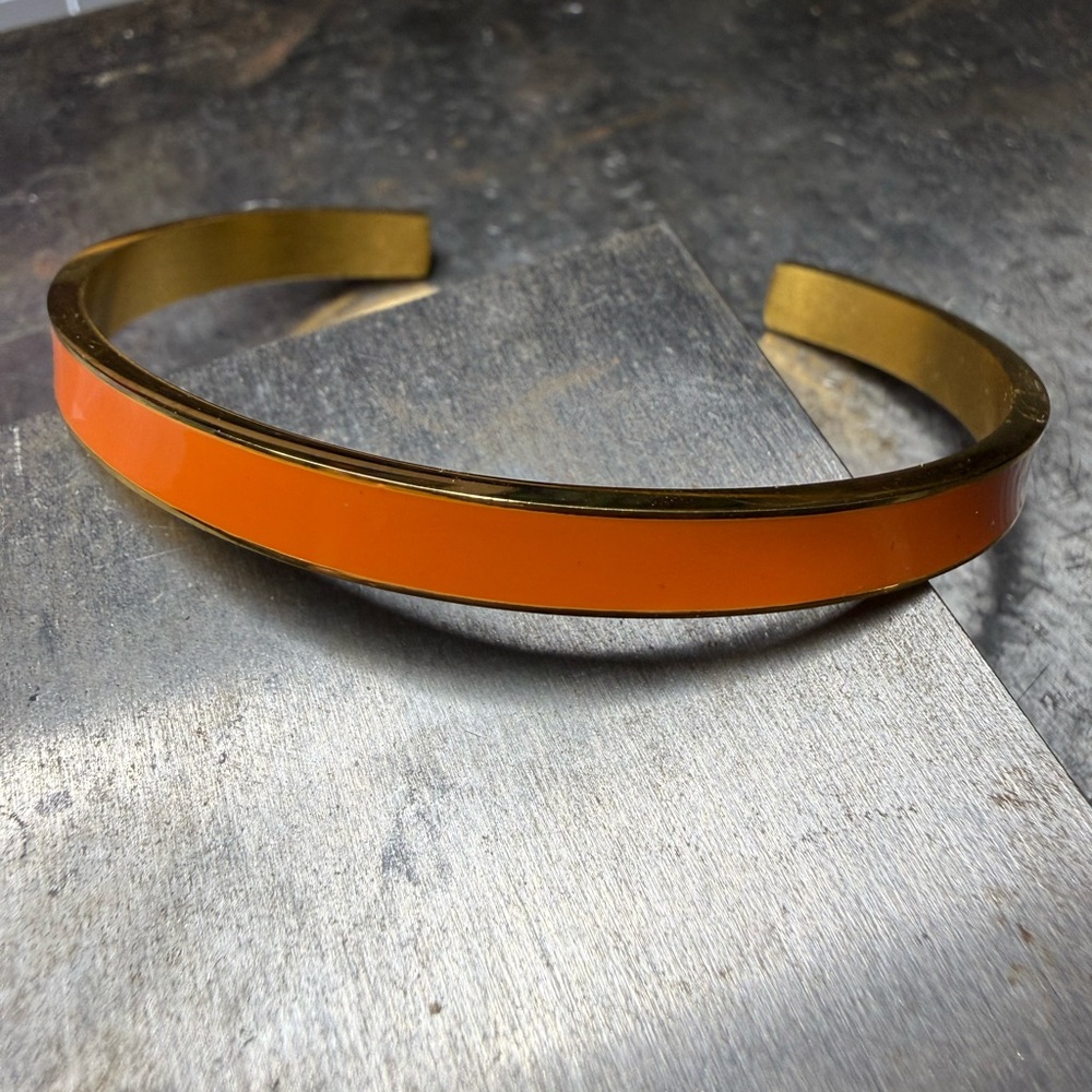 Women’s Orange Enamel Gold-Tone Cuff Bracelet